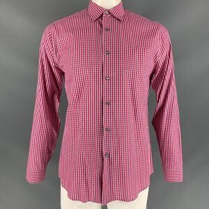 PAUL SMITH Size L Red & White Blue Checkered Cotton Long Sleeve Shirt